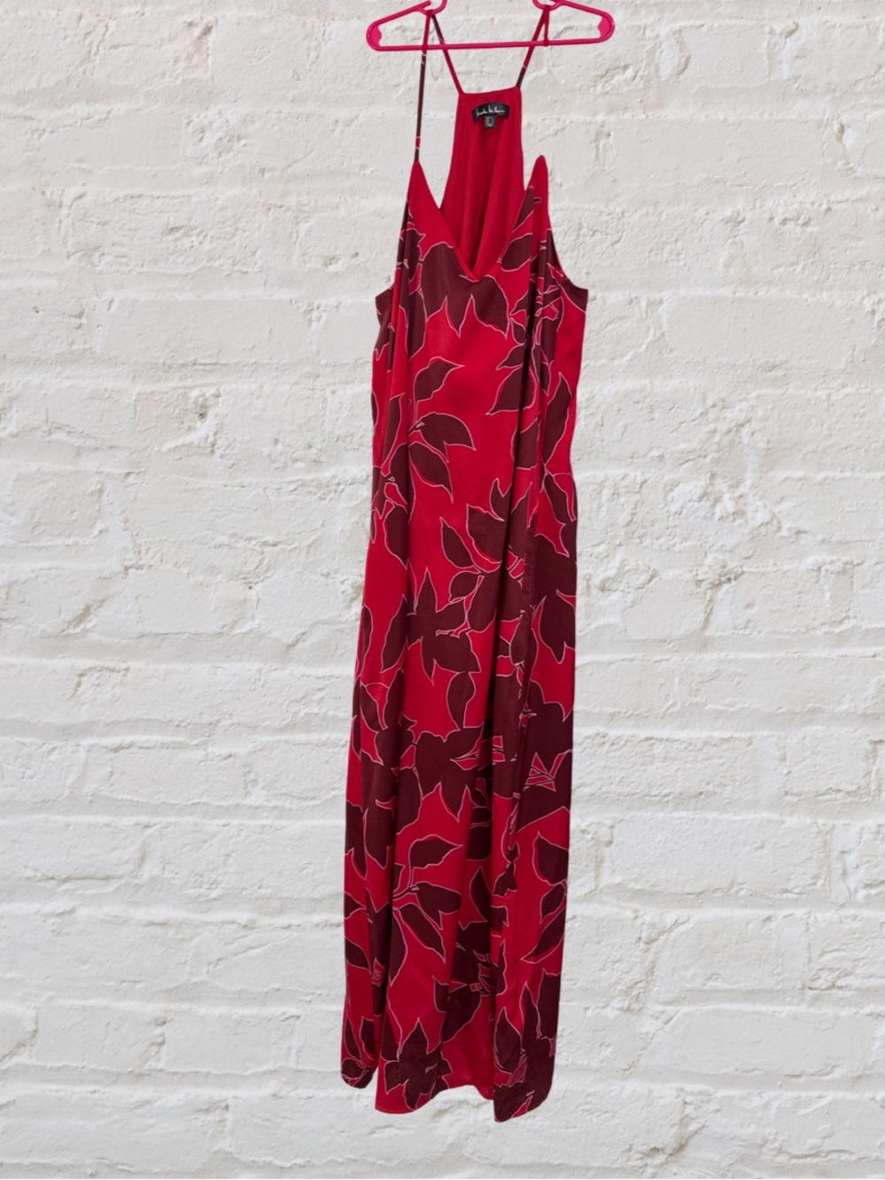 Nicole Miller Red Slip Maxi Dress with Spaghetti Straps